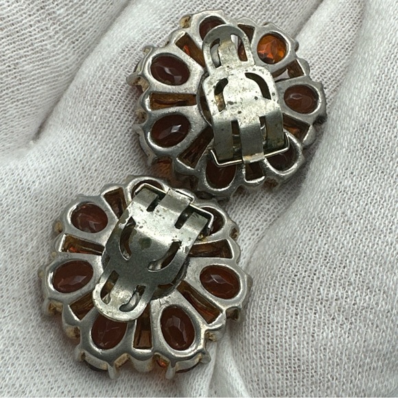 Vintage 1950’s Amber Glass Earrings Clip On #729 - Picture 3 of 7